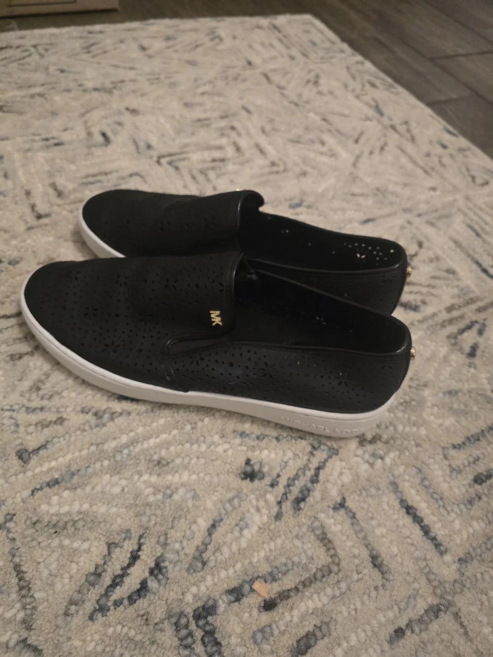 Michael Kors Womens Black Perforated Slip-On Sneakers